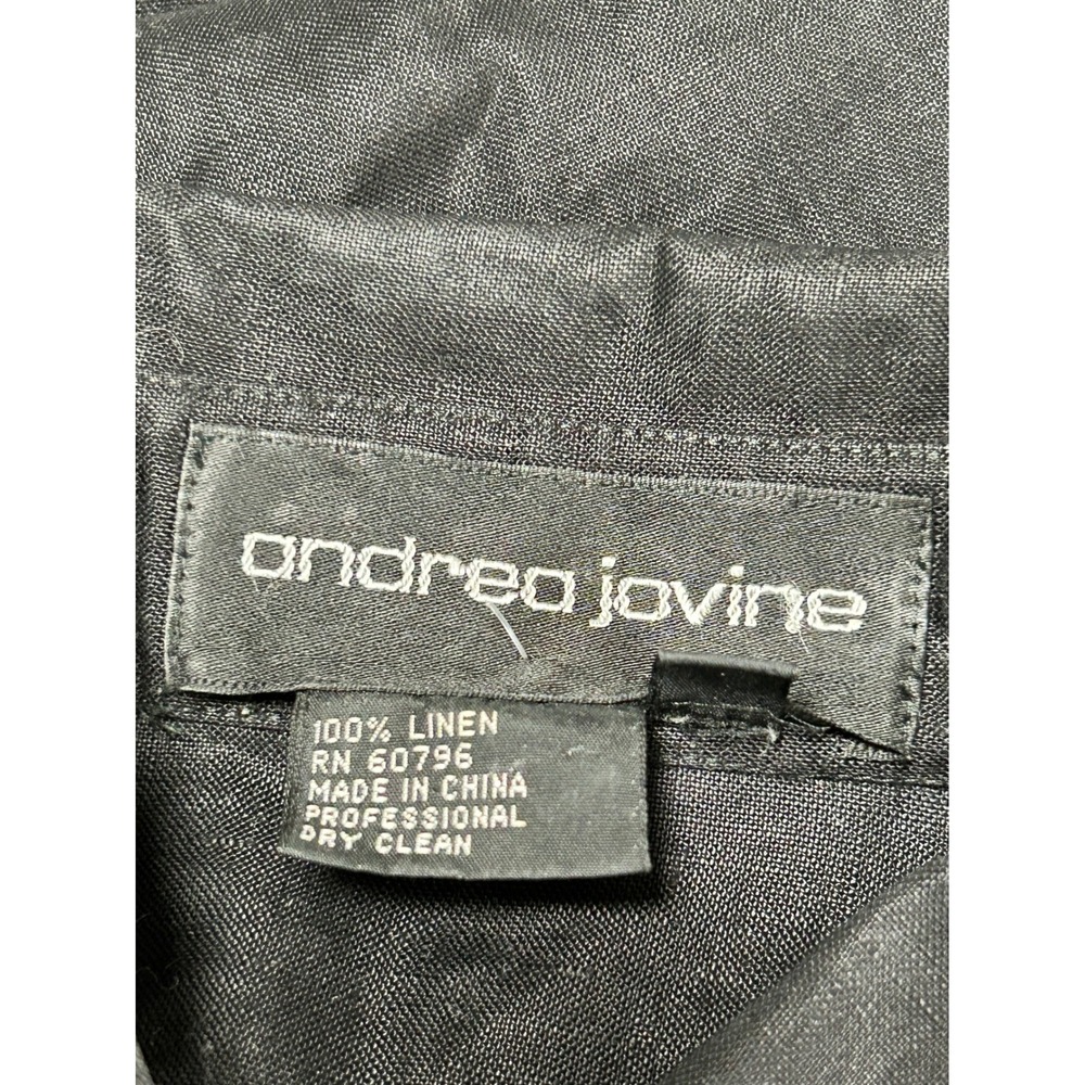 Andrea Jovine Black Linen Embroidered Floral Shirt Dress Tunic Size 14 -‎ CJ - Picture 6 of 8